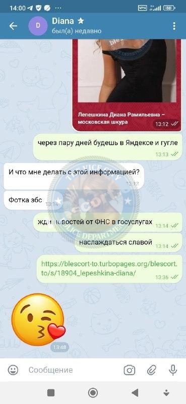Лепешкина Диана — Москва, слитая анкета