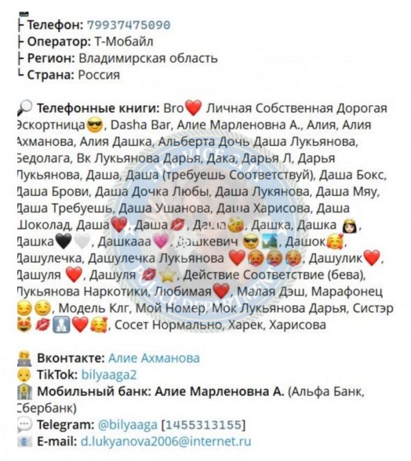 Алие Ахманова — слитая анкета